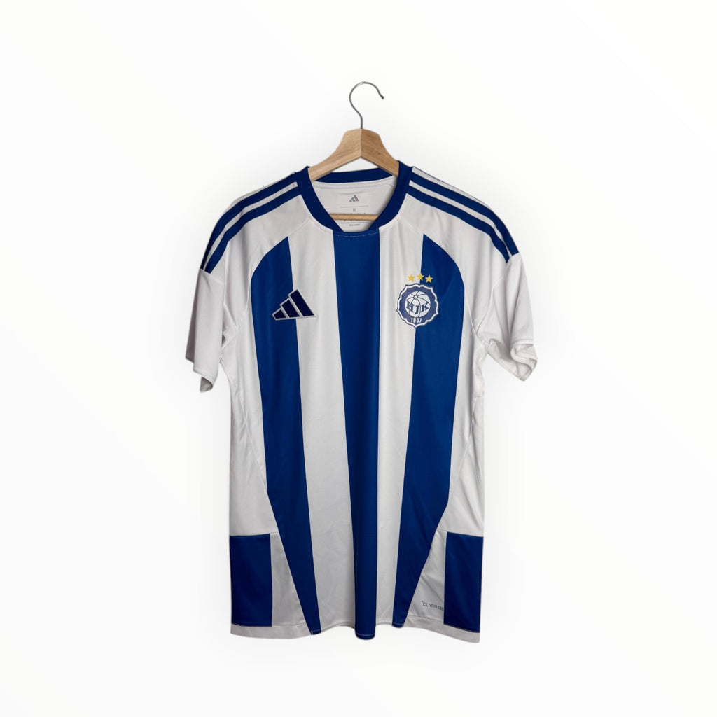 Adidas football shirt blue and white stripes hjk