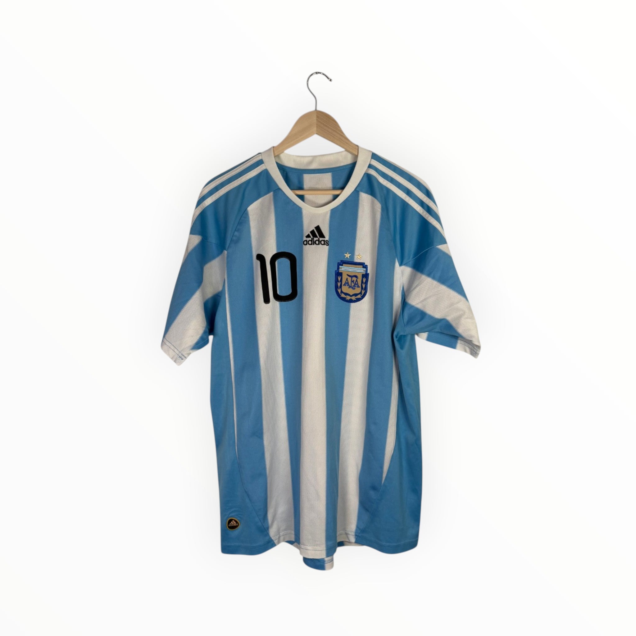Adidas football shirt white and blue stripes argentina