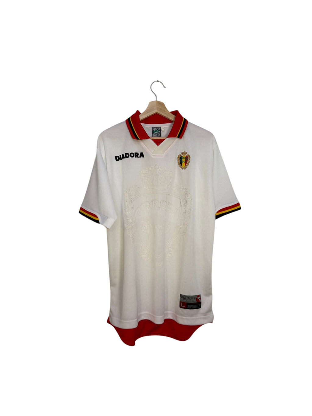 Belgium Diadora white and red football shirt