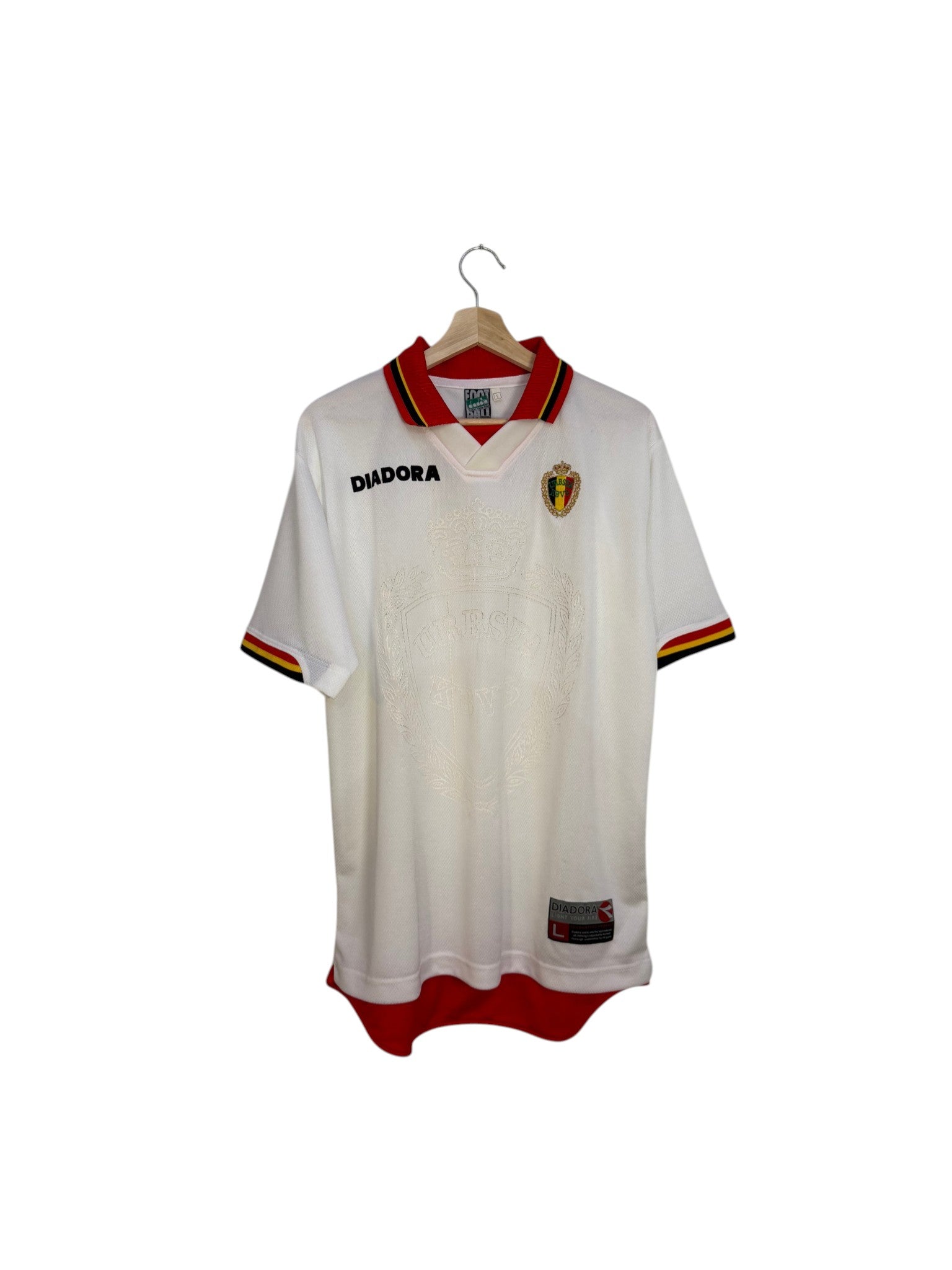 Belgium Diadora white and red football shirt