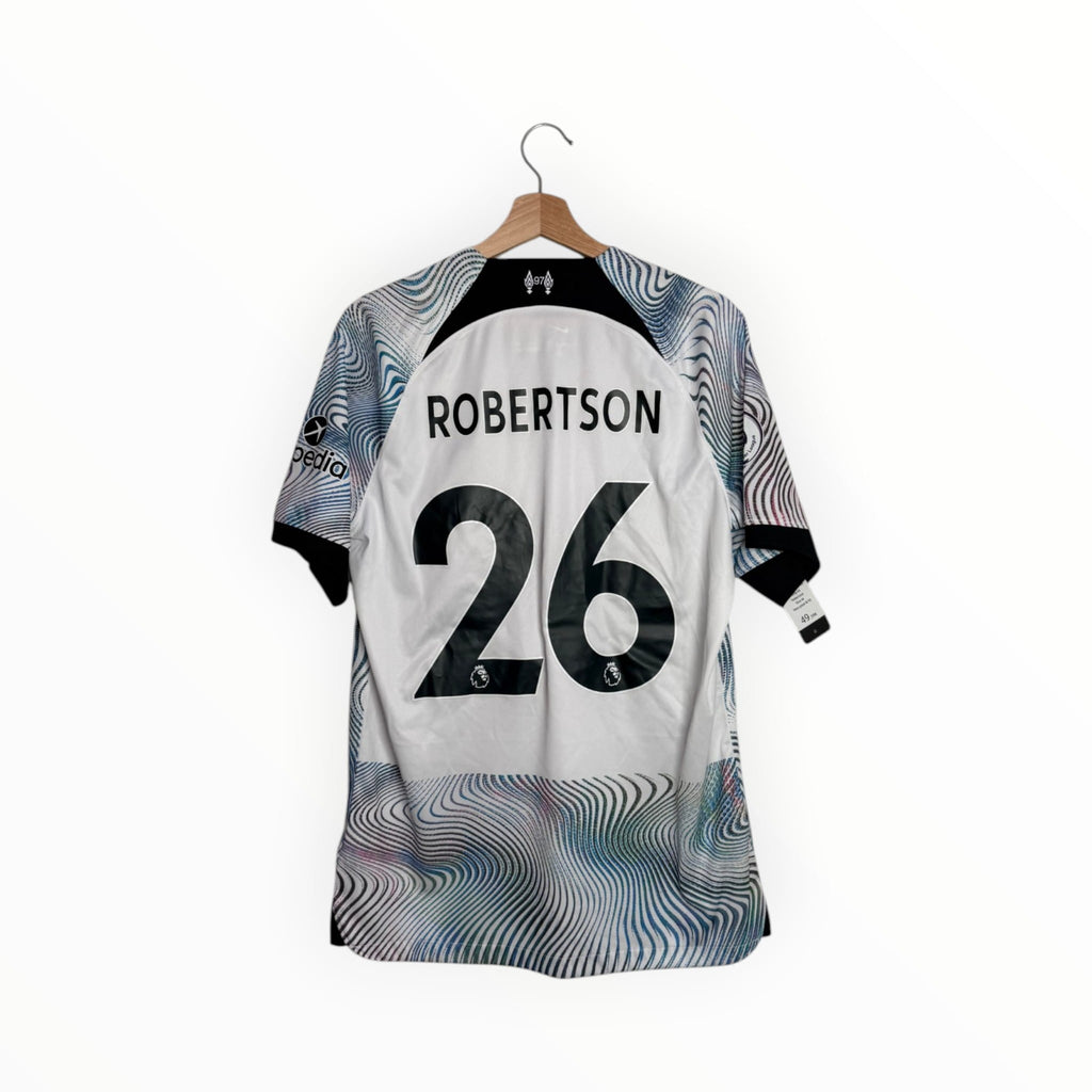 Black and white football shirt Robertson number 26