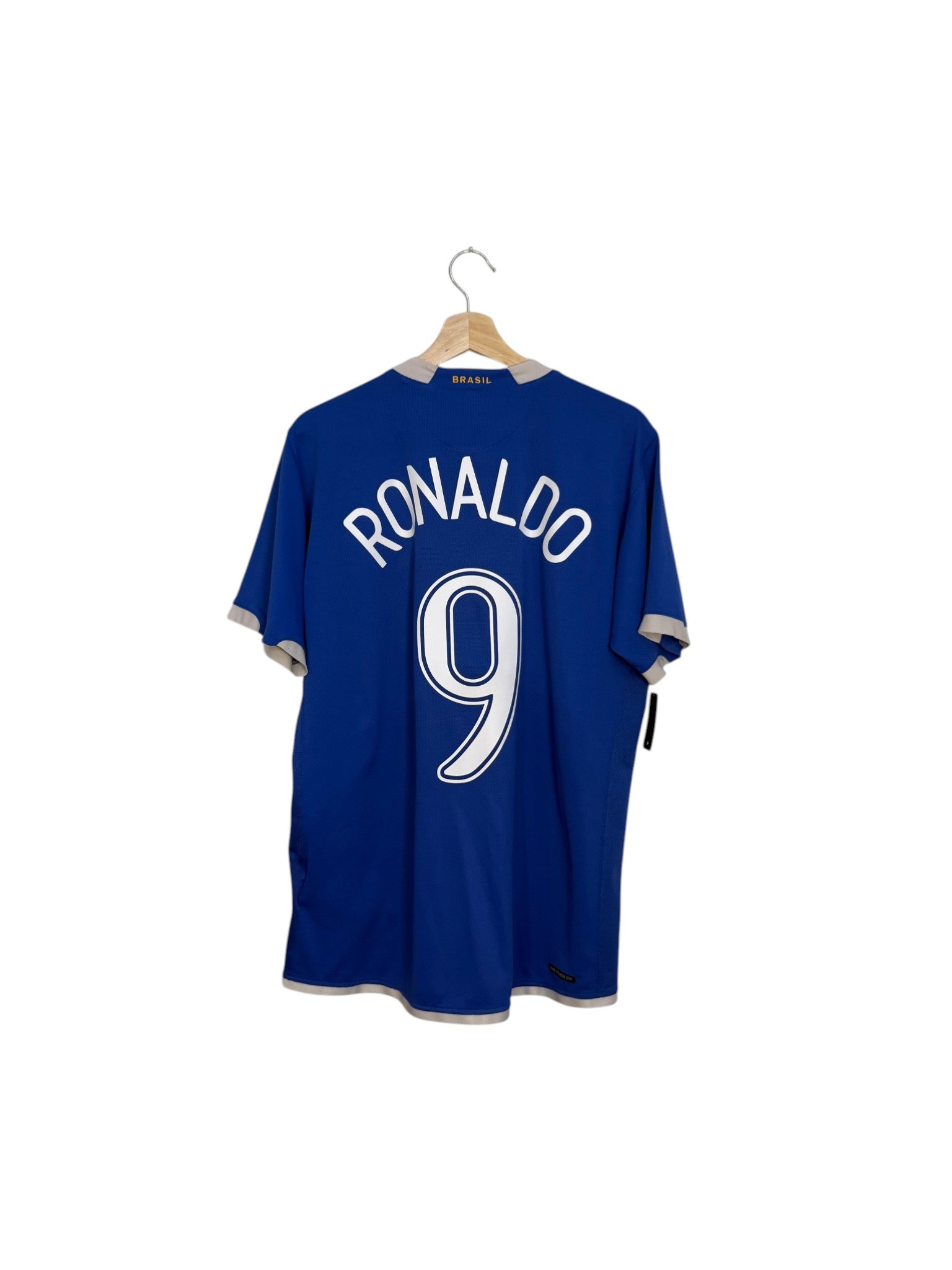Brazil football shirt ronaldo 9 blue and white