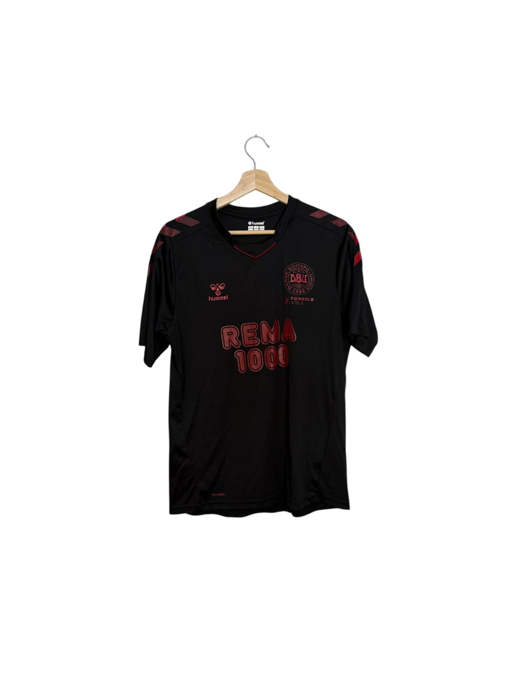 Denmark black and red football shirt hummel