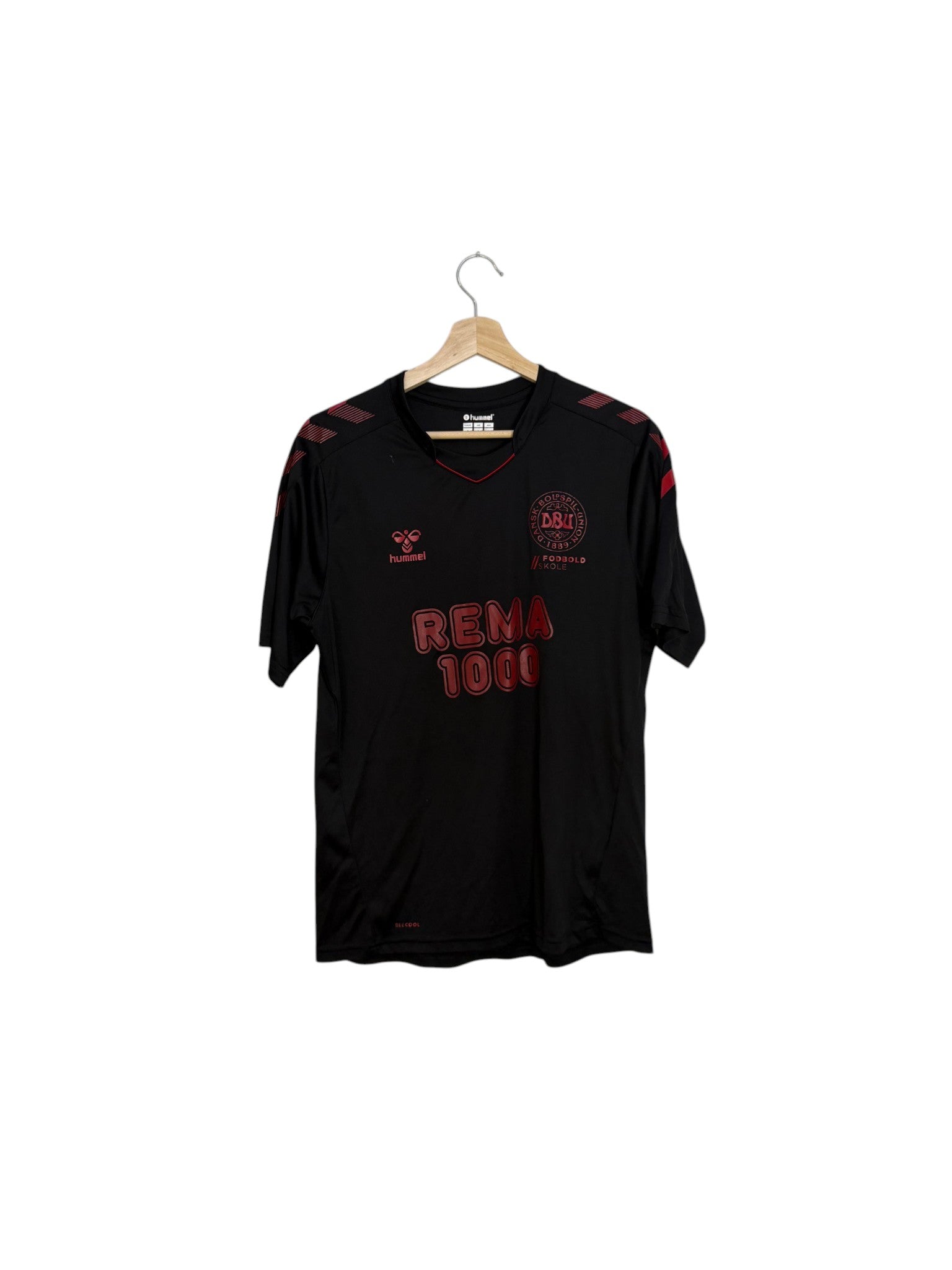 Denmark black and red football shirt hummel