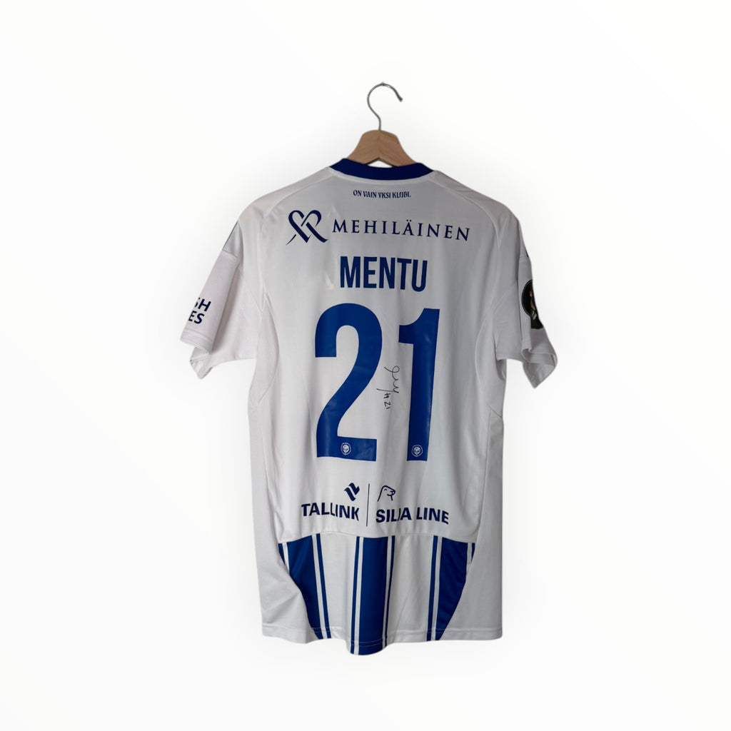 HJK mentu football shirt sign white and blue