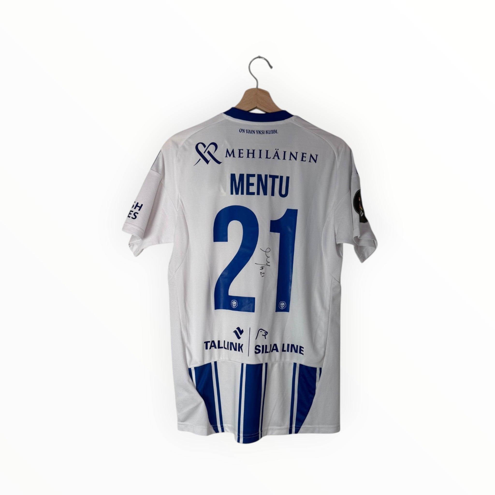HJK mentu football shirt sign white and blue