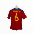 Iniesta red football shirt Spain number 6