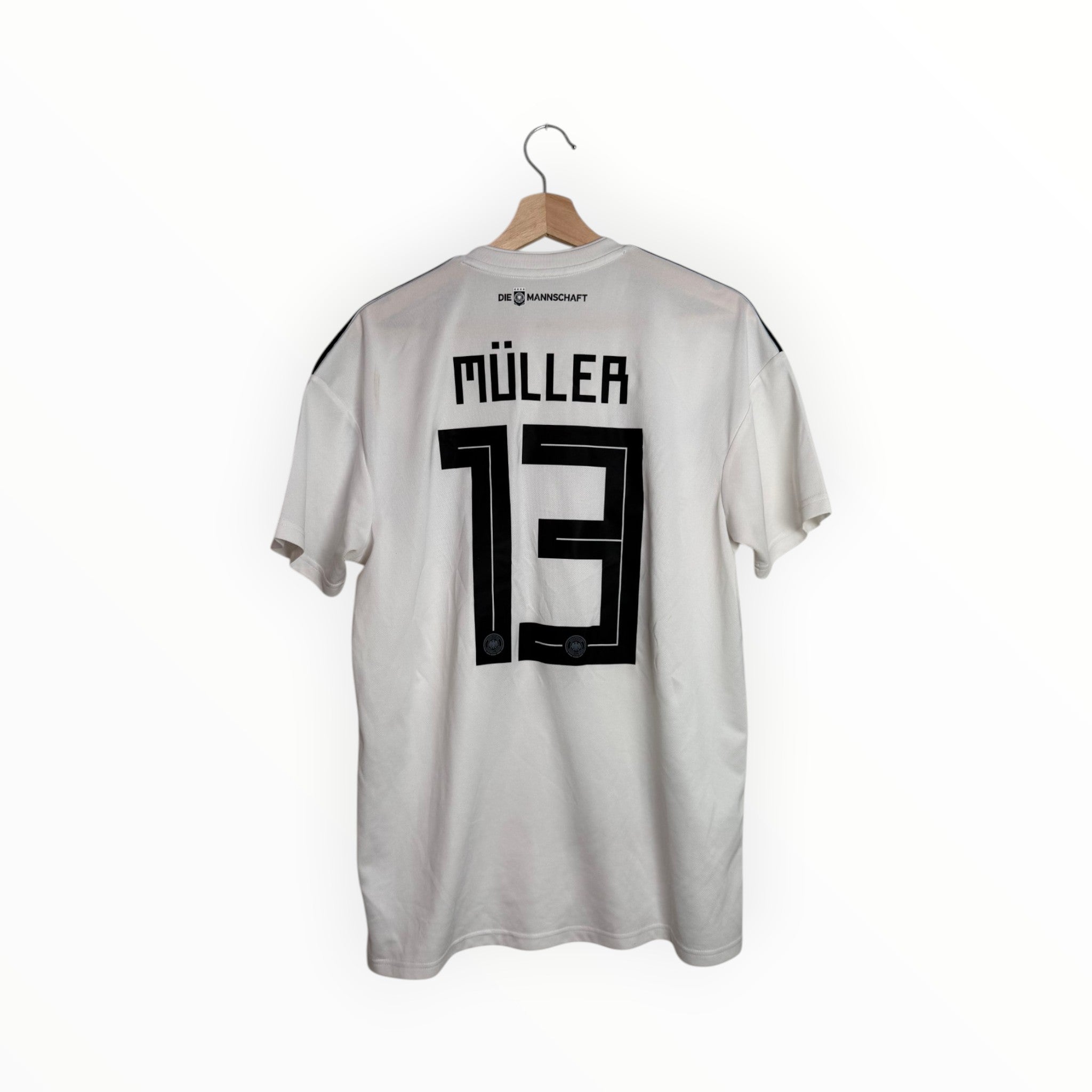 Muller football shirt number 13 white and black