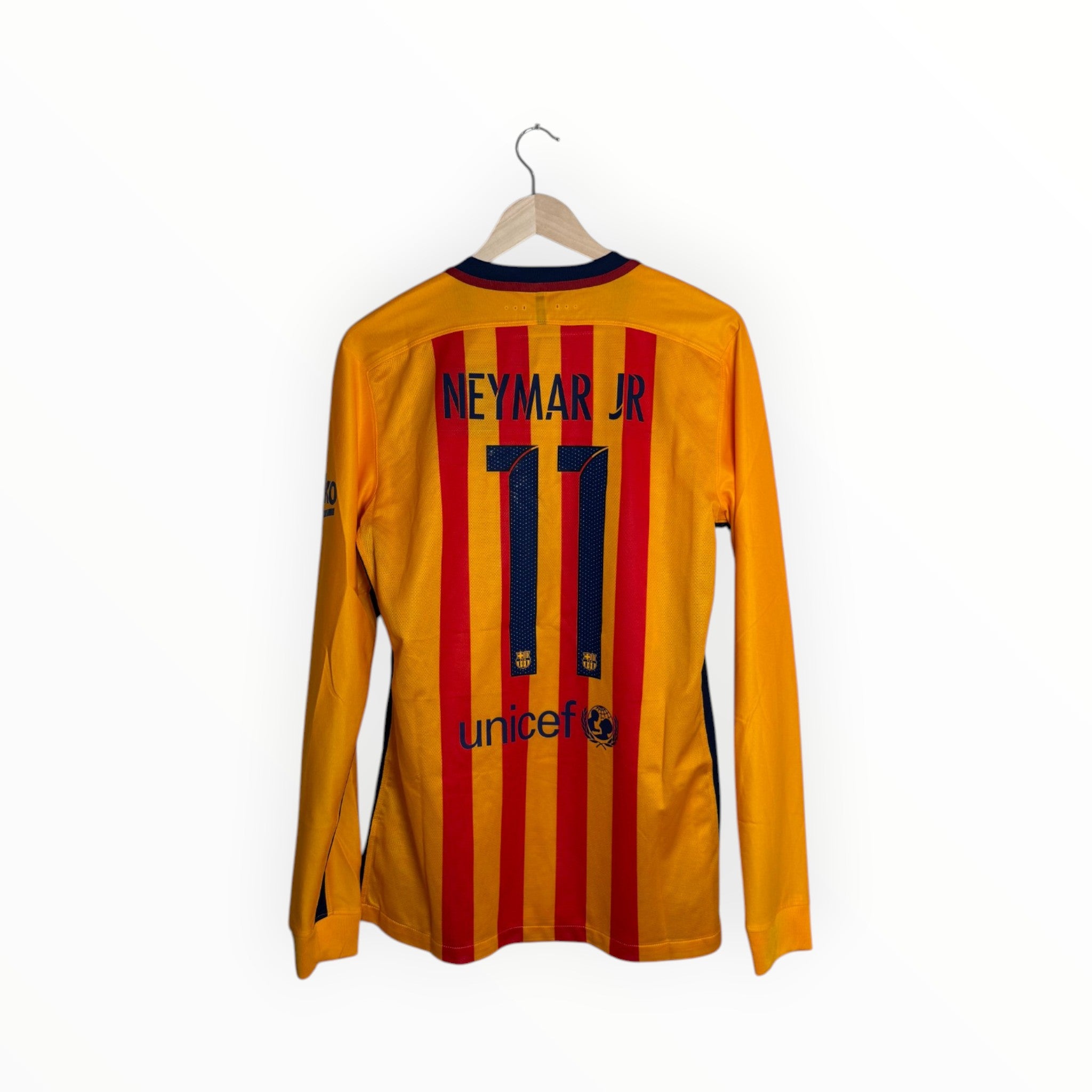Neymar football shirt Barca player issue red and yellow