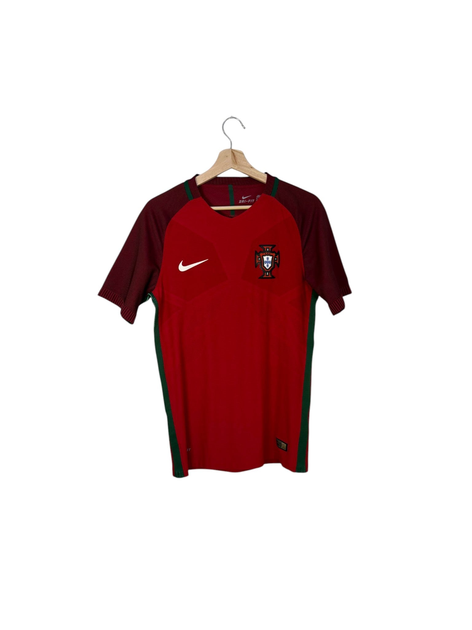 Portugal football shirt red with green stripes