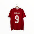 Red and white football shirt Darwin number 9