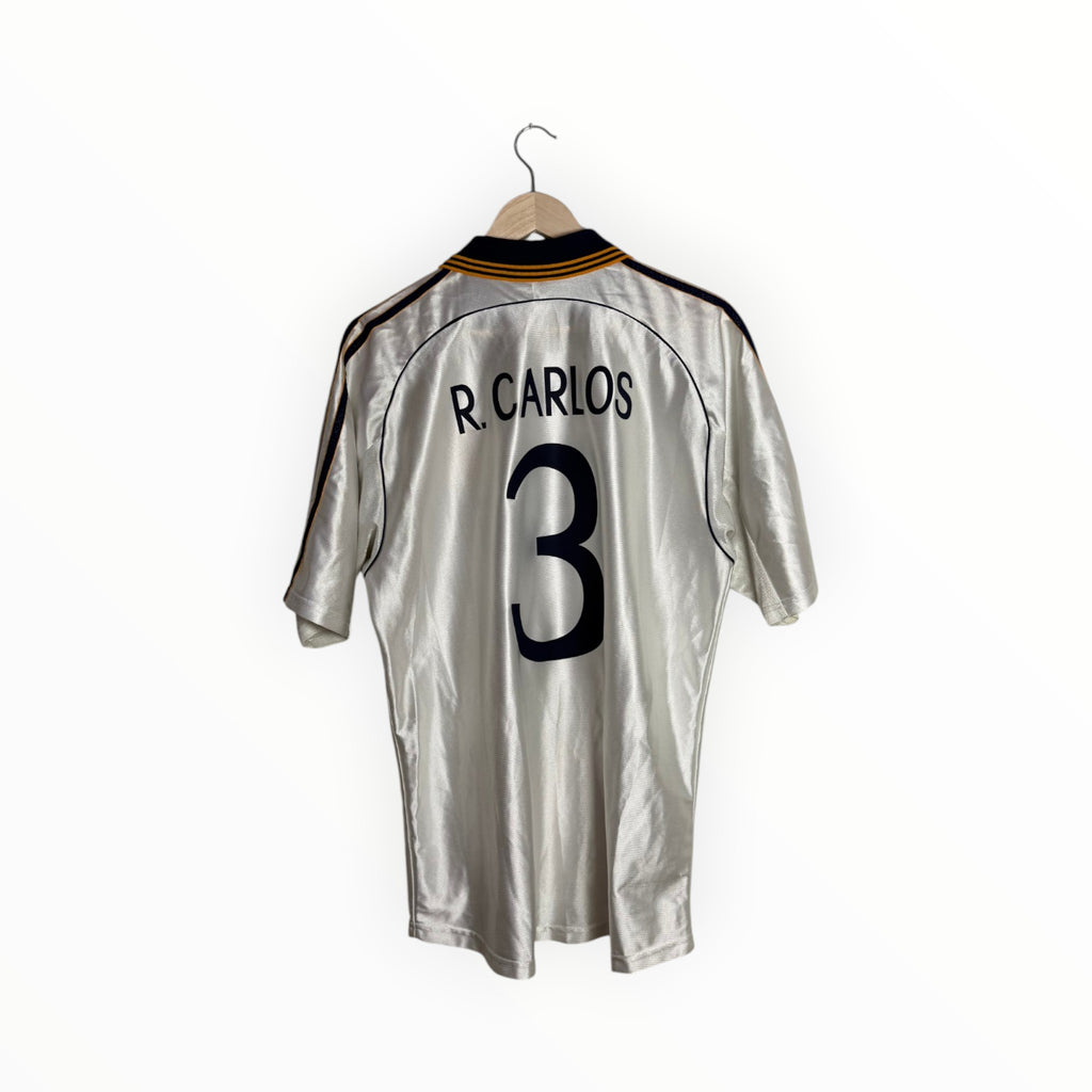Roberto Carlos white jersey real Madrid 