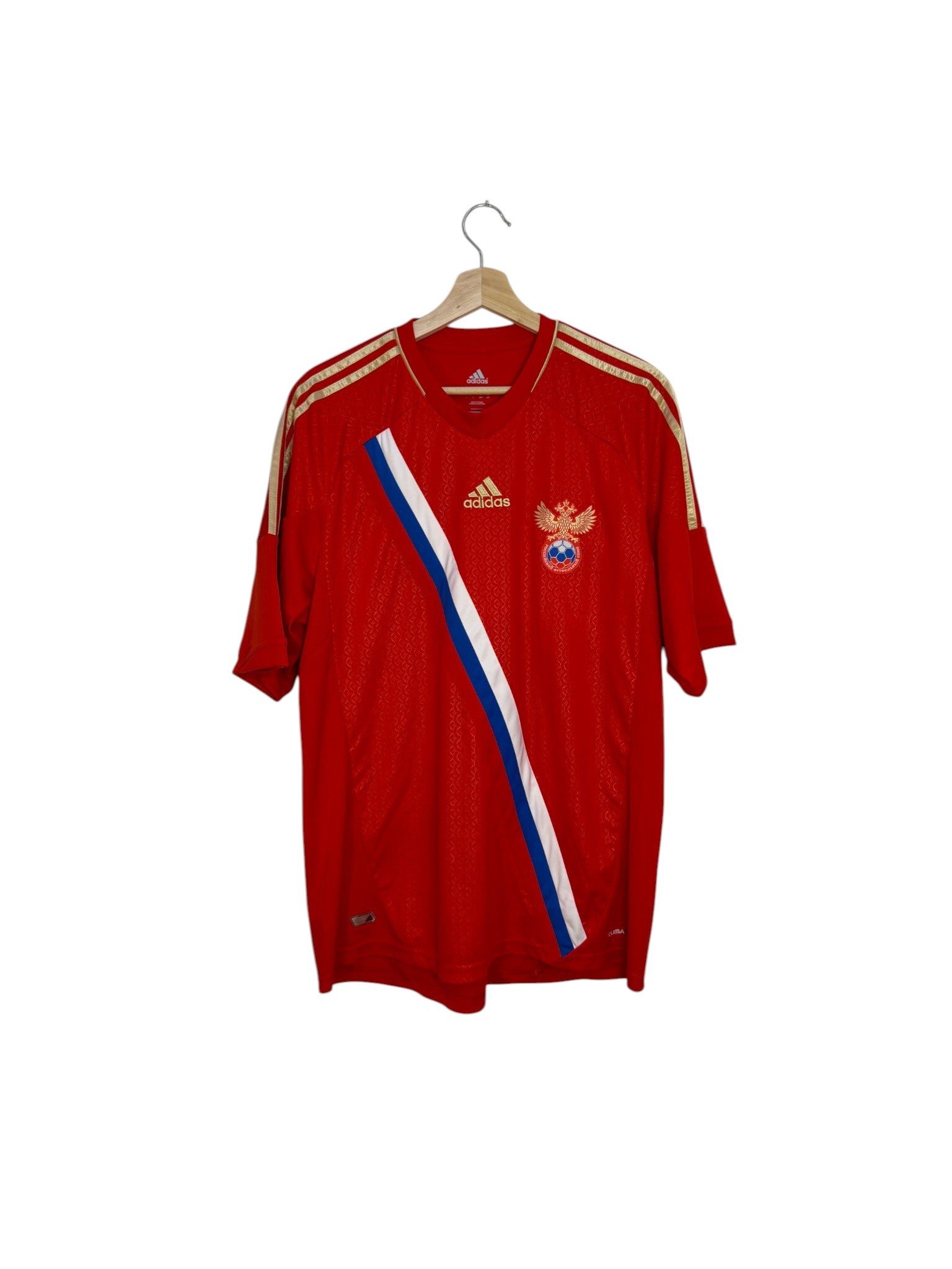 Russia red football shirt with lign flag