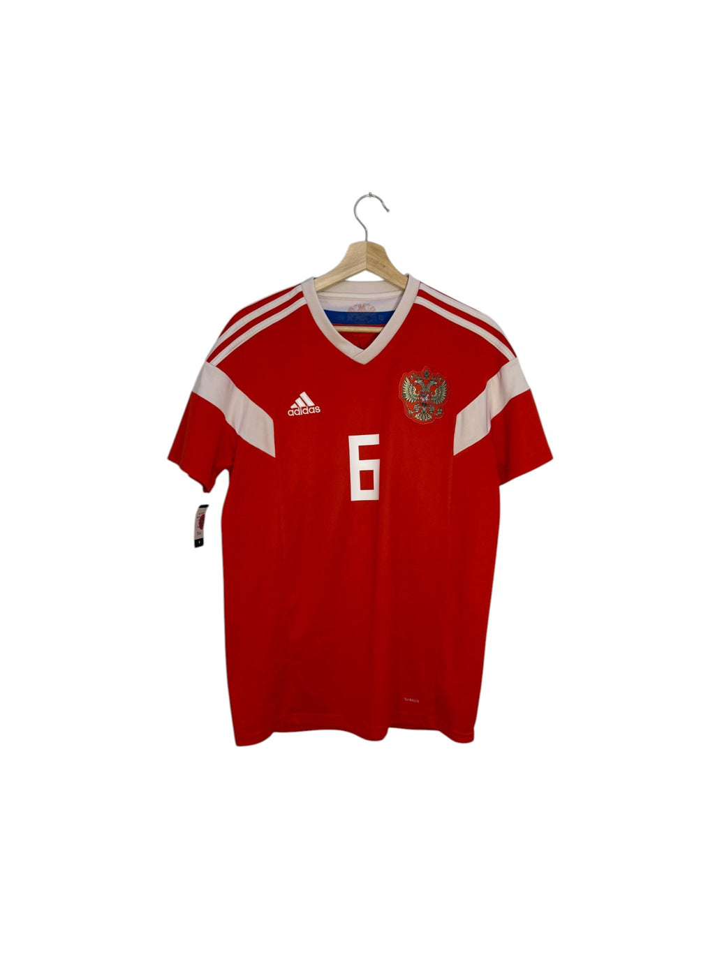 Russia white and red football shirt number 6