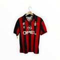 ac milan lotto red and black stripes football shirt