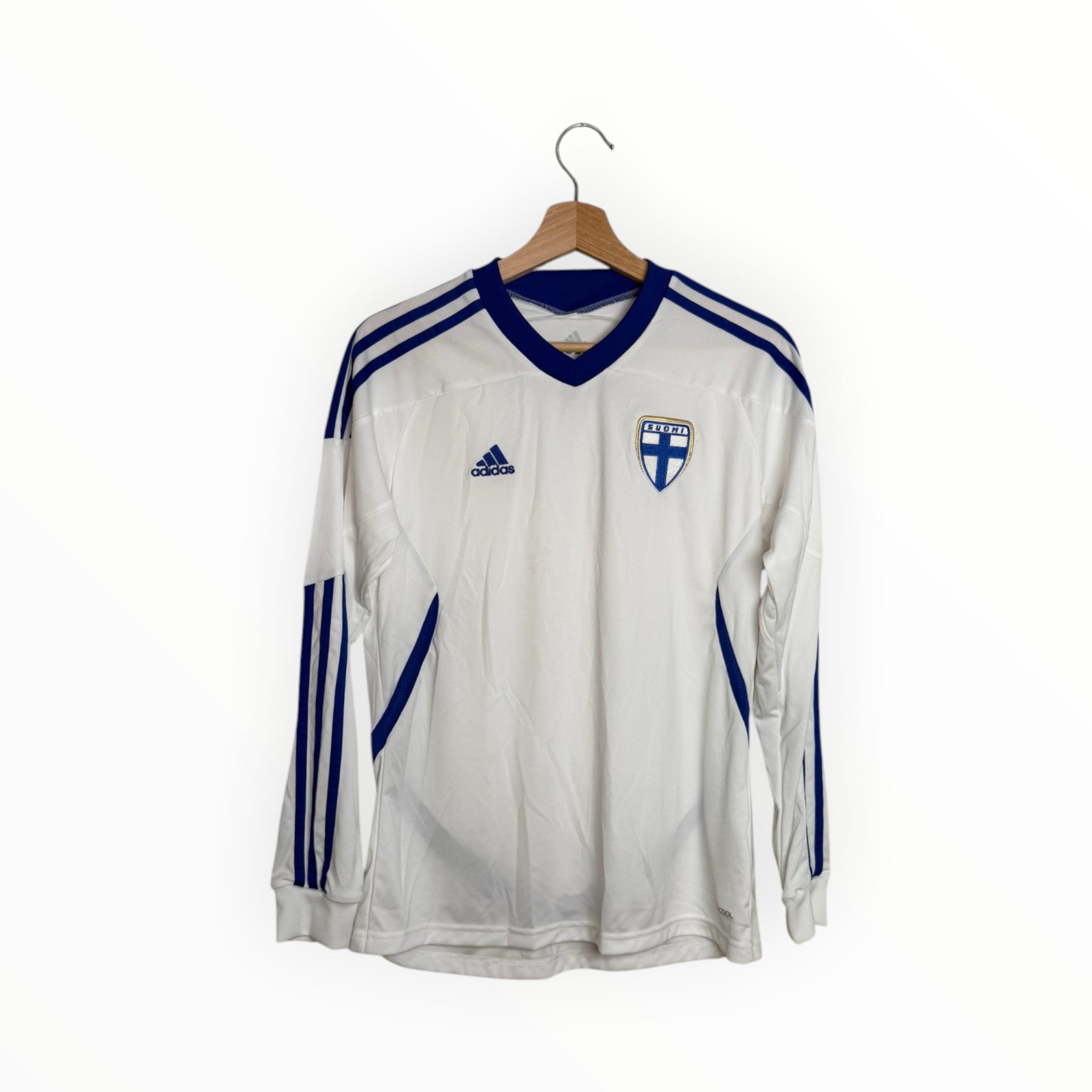 adidas football shirt finland white and blue