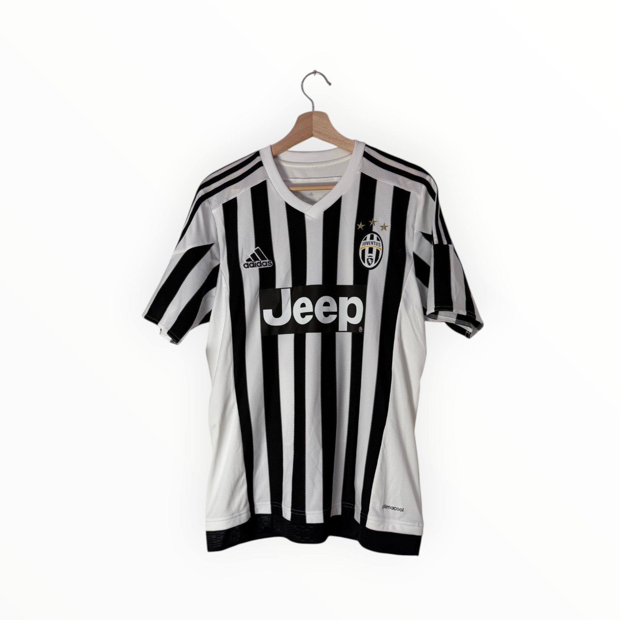 adidas jersey juventus jeep b;ack and white stripes V neck