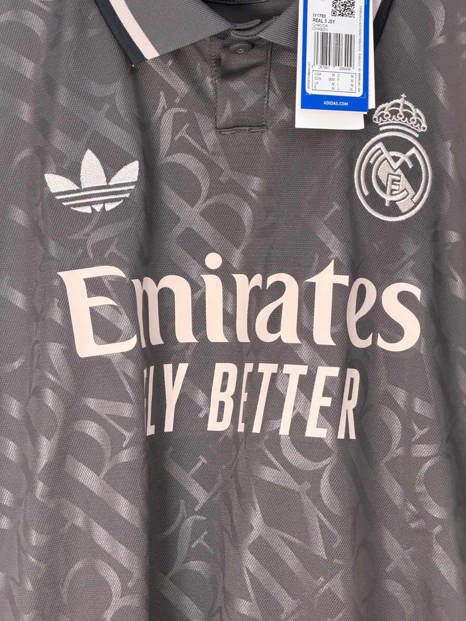 adidas real madrid emirates fly better polo collar grey