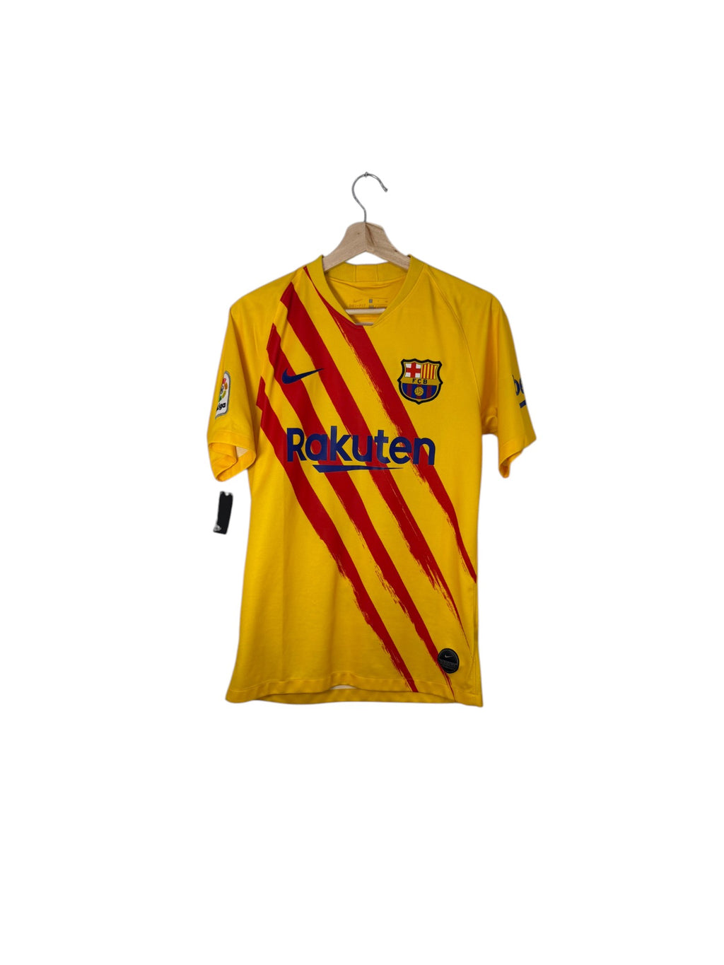 barcelona football shirt rakuten nike yellow and red stripes