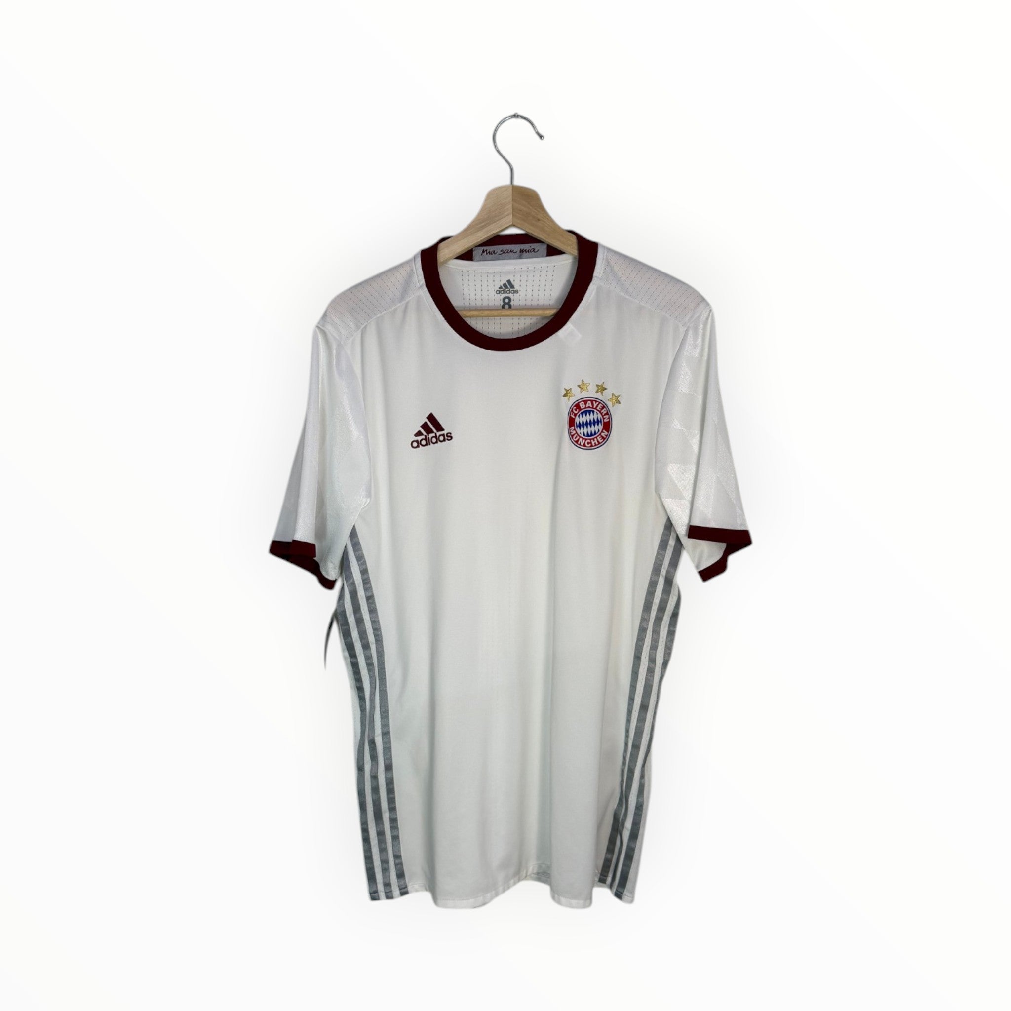 bayern football shirt adidas white and claret