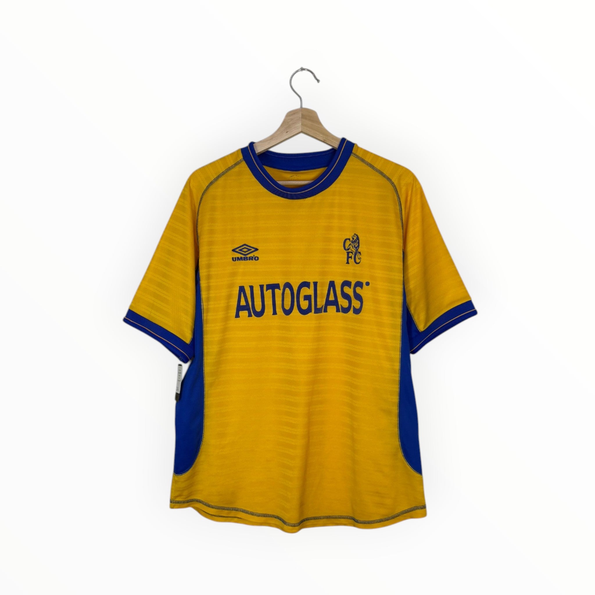 chelsea umbro football shirt yellow and blue autoglass