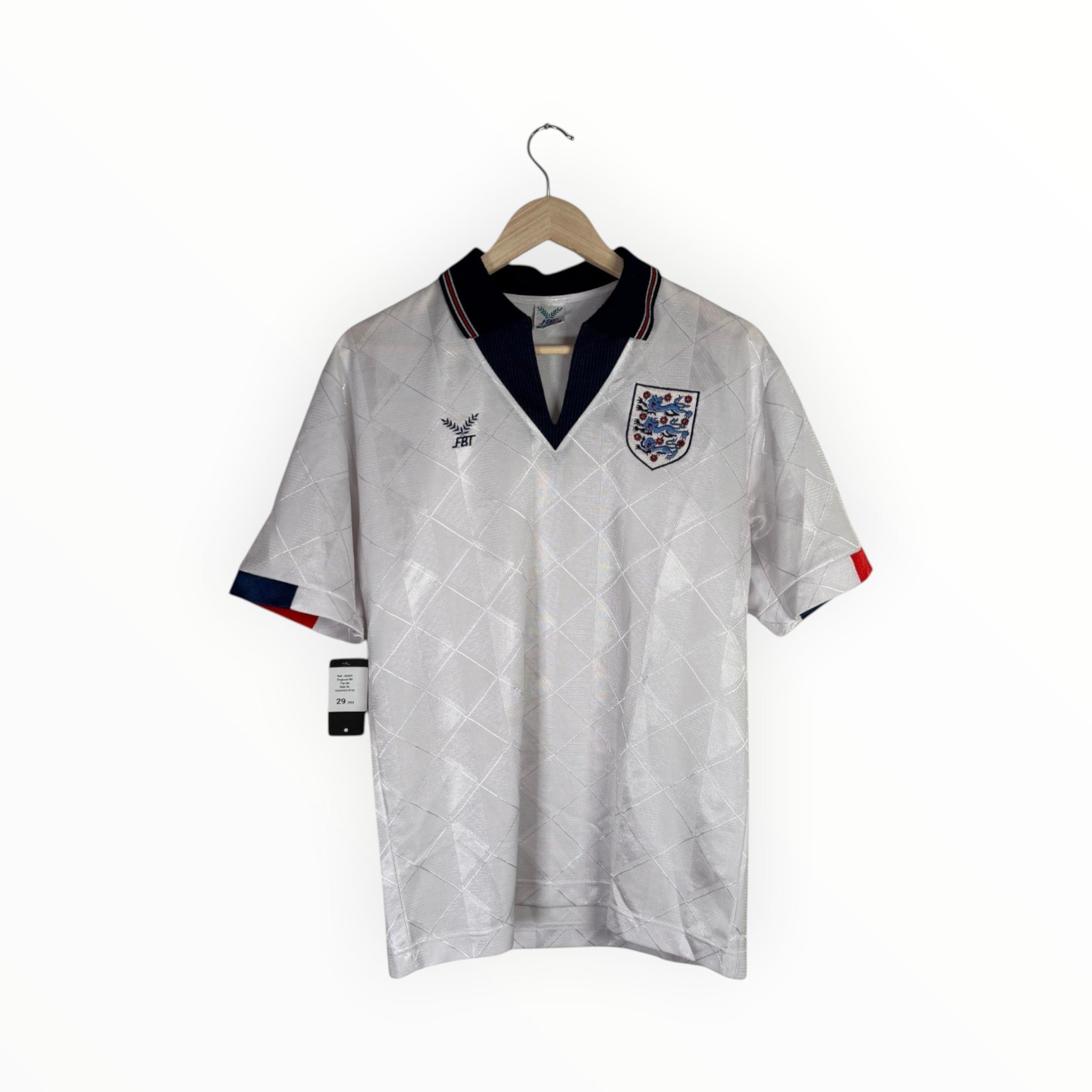 england football shirt white and navy 90'