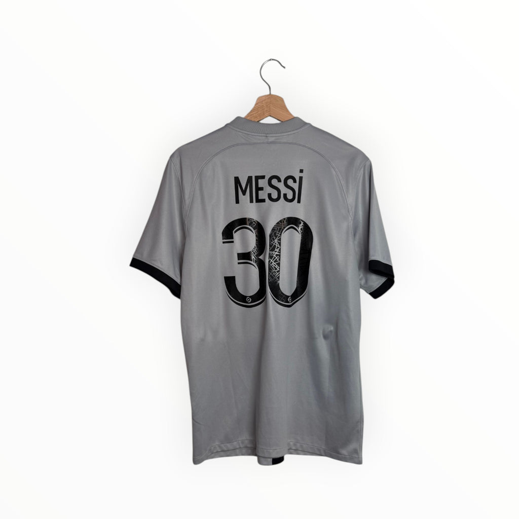 grey football shirt messi psg