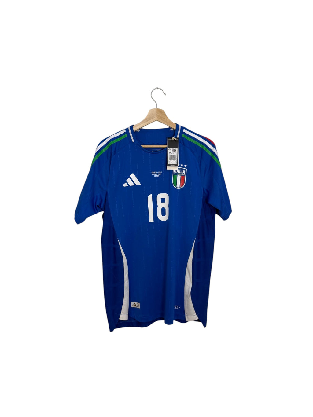 italy adidas football shirt number 18 blue