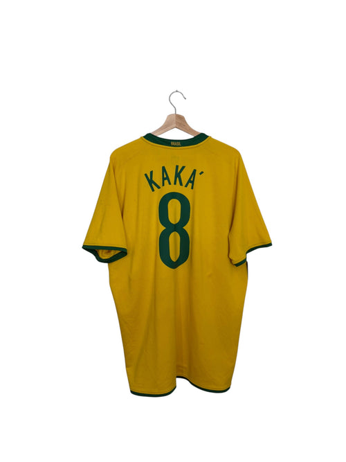 kaka number 8 yellow and green football shirt