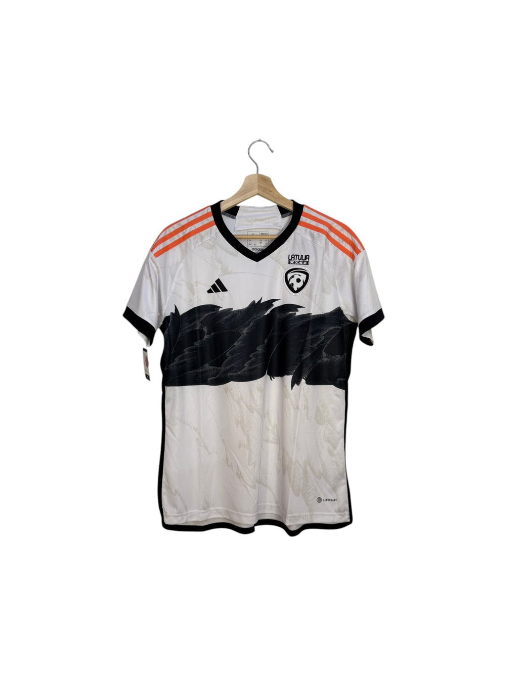 latvia football shirt white and black adidas