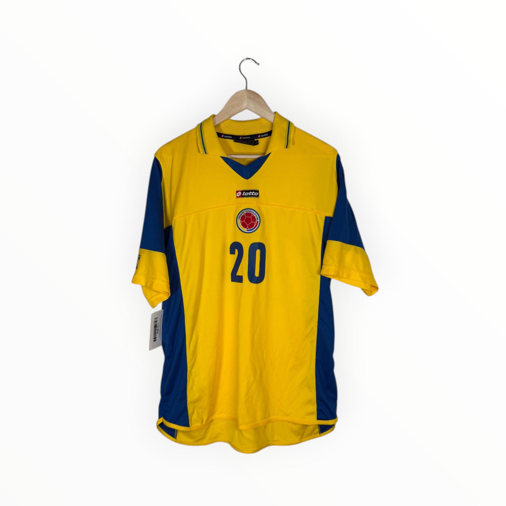 lotto football shirt colombia yellow match worn shirt 2003