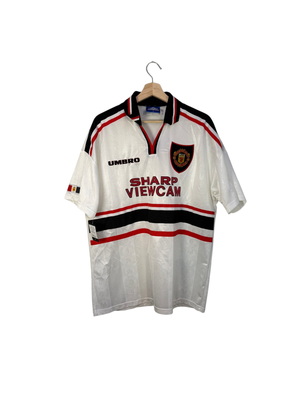 manchester united football shirt sharp viewcam white and red