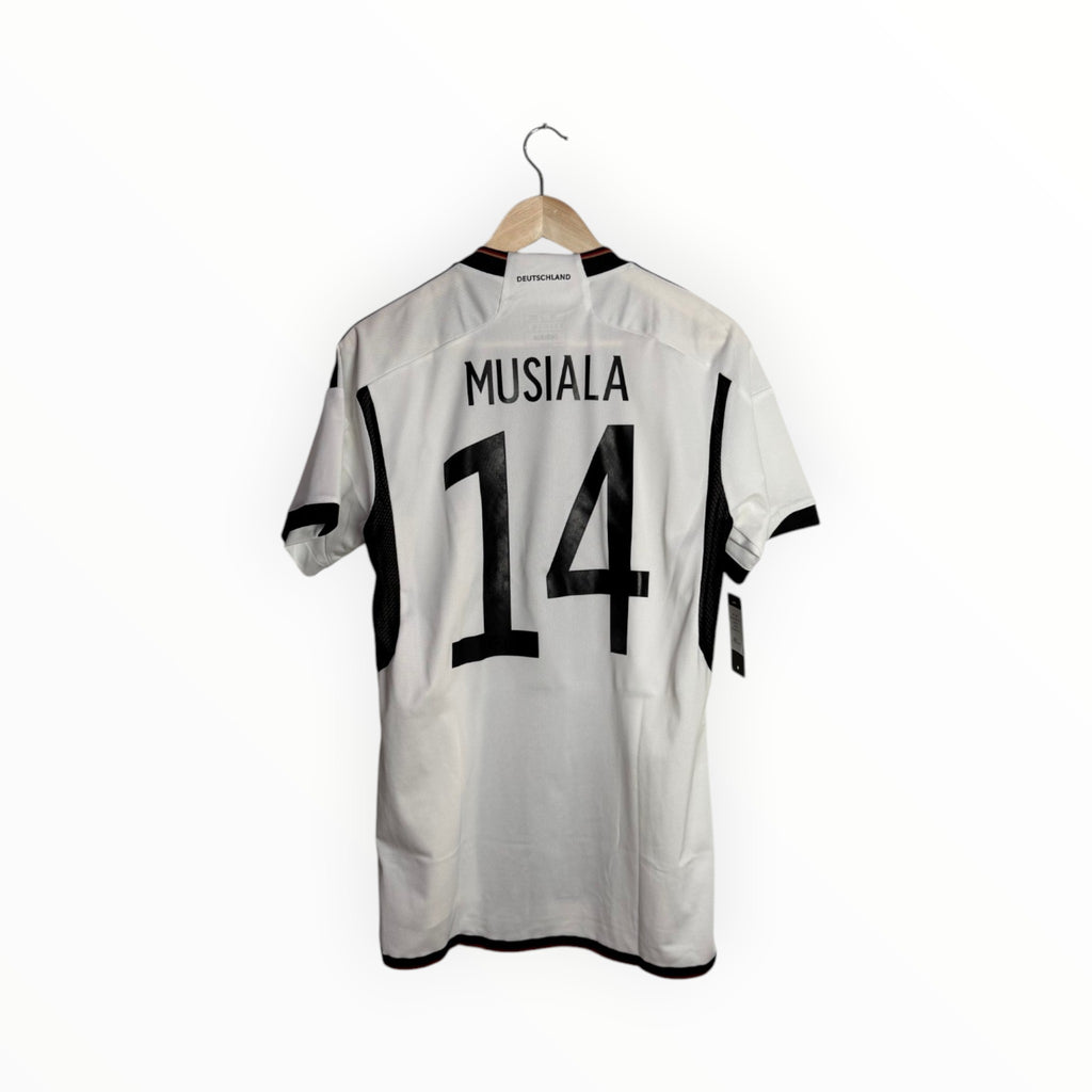 musiala football shirt germany white and black