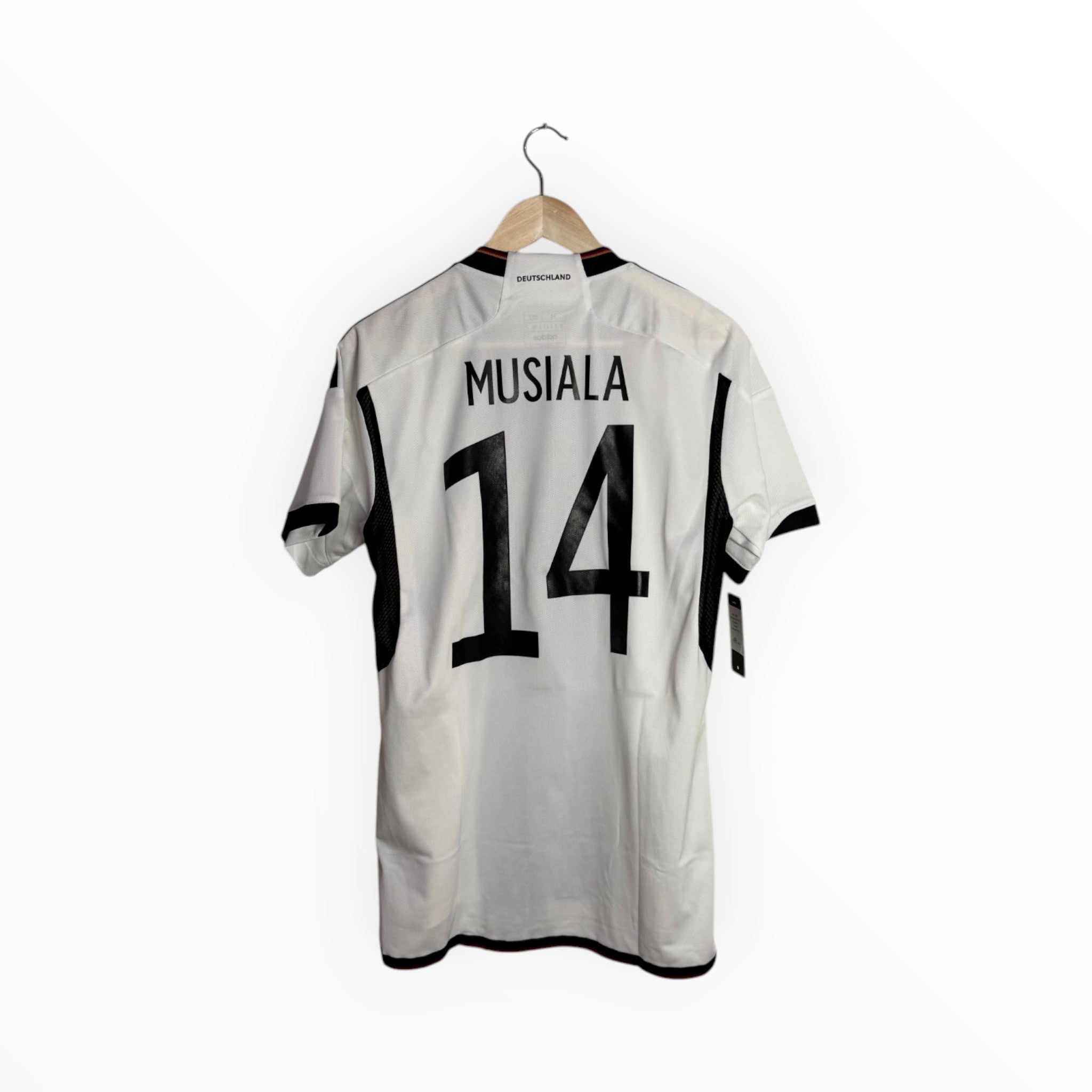 musiala football shirt germany white and black