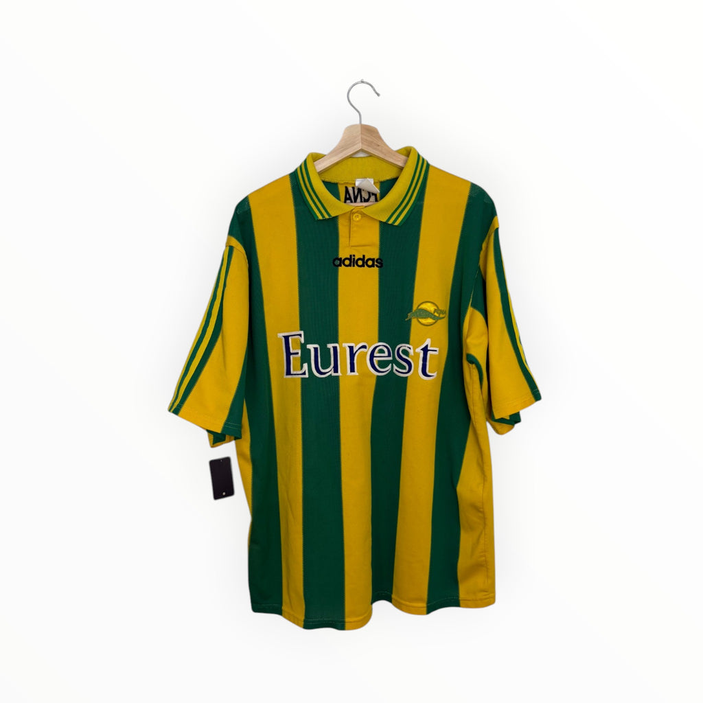 nantes football shirt green and yellow stripes
