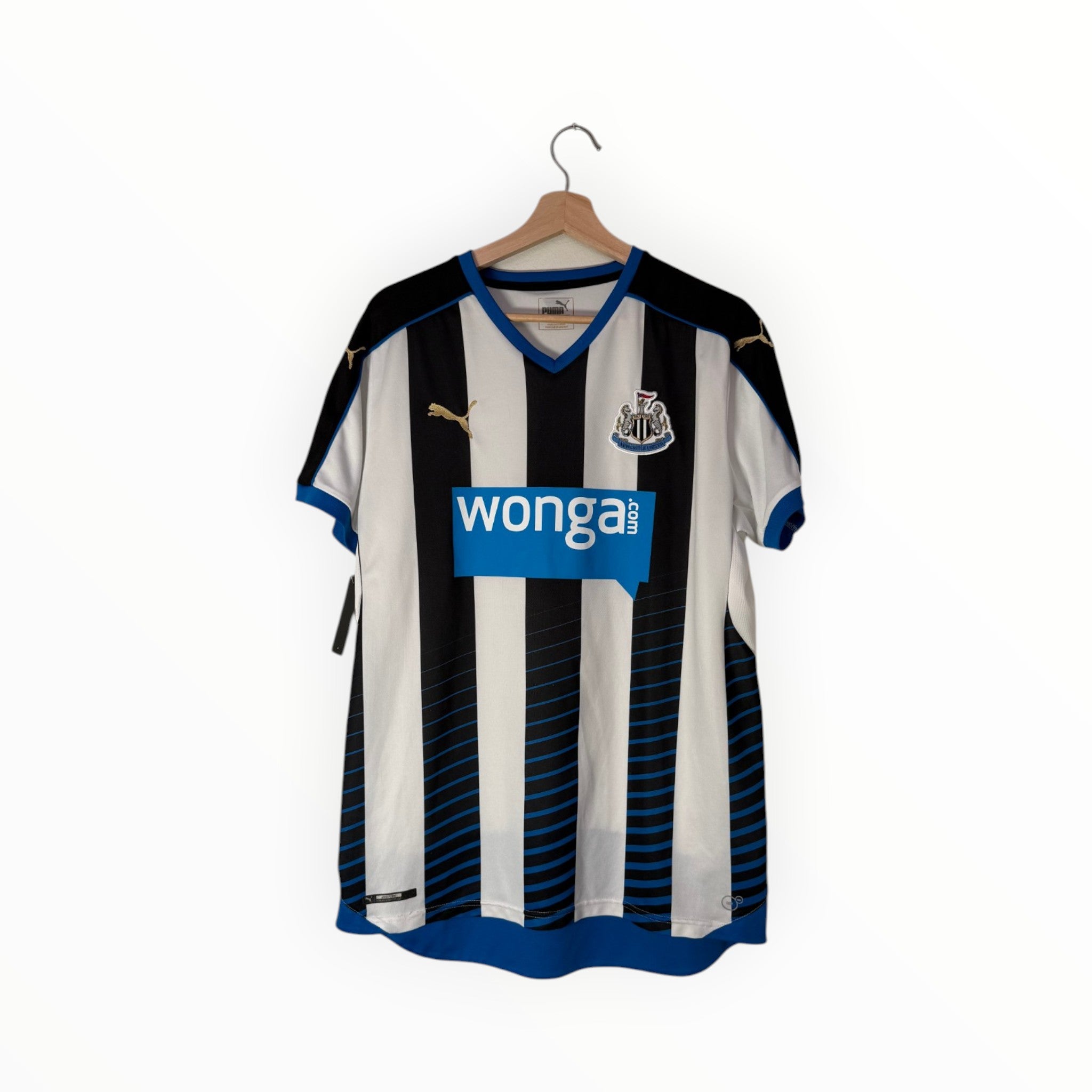 newcastle football shirt black and white stripes