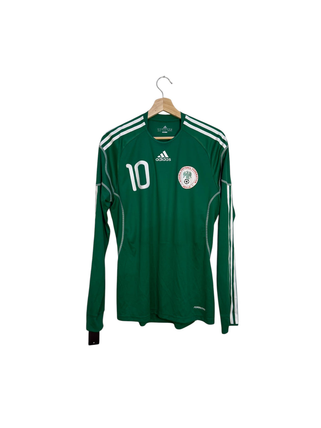 nigeria football shirt adidas number 10 green with white stripes