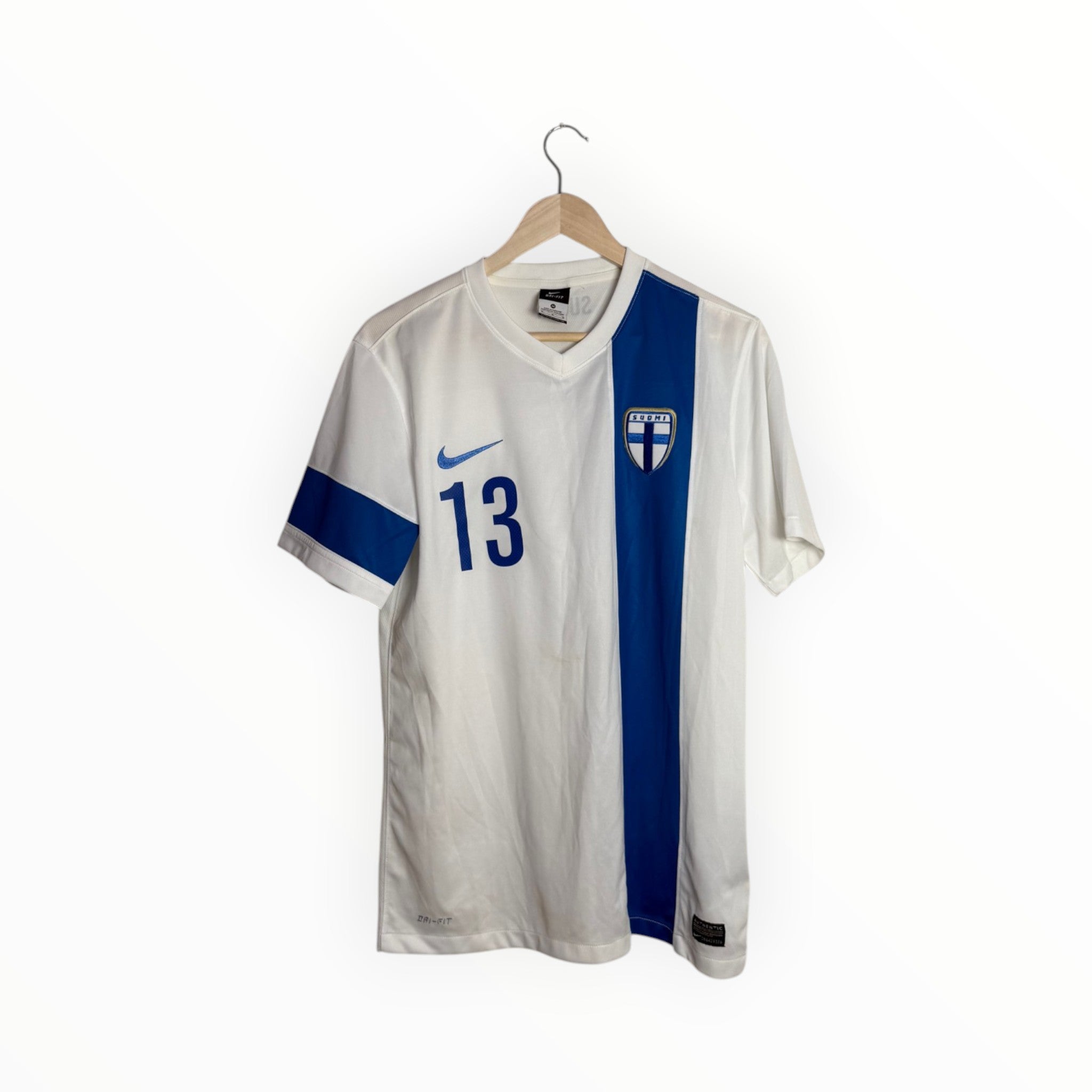 nike football shirt Suomi blue and white
