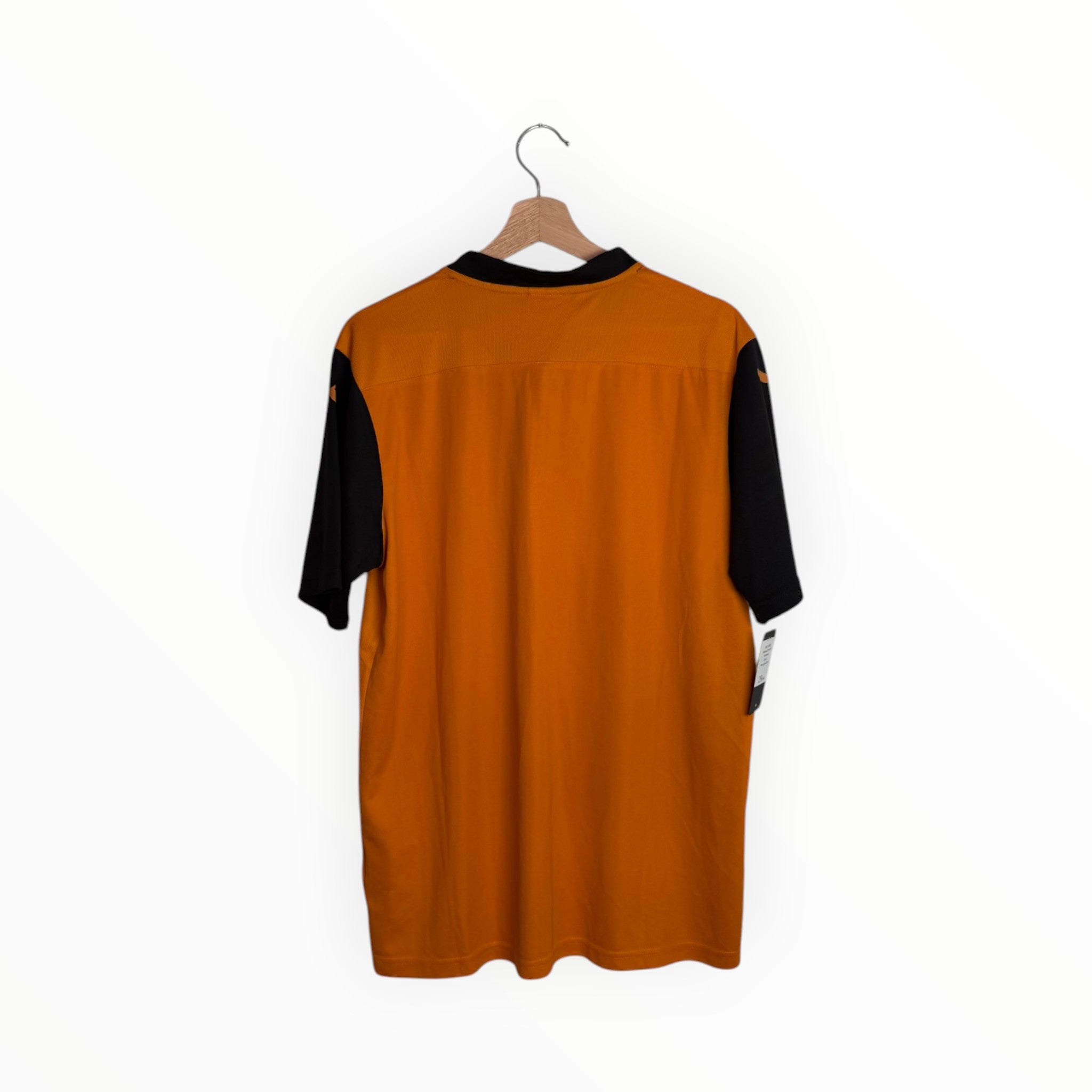 orange and black football shirt wolves