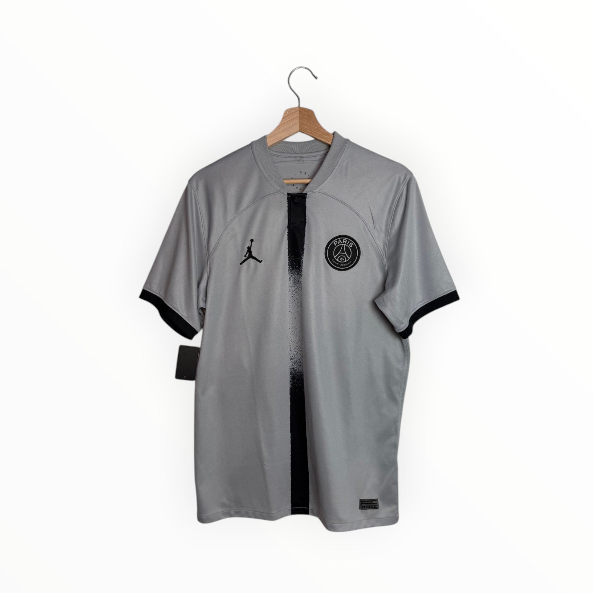 paris football shirt jordan grey and black