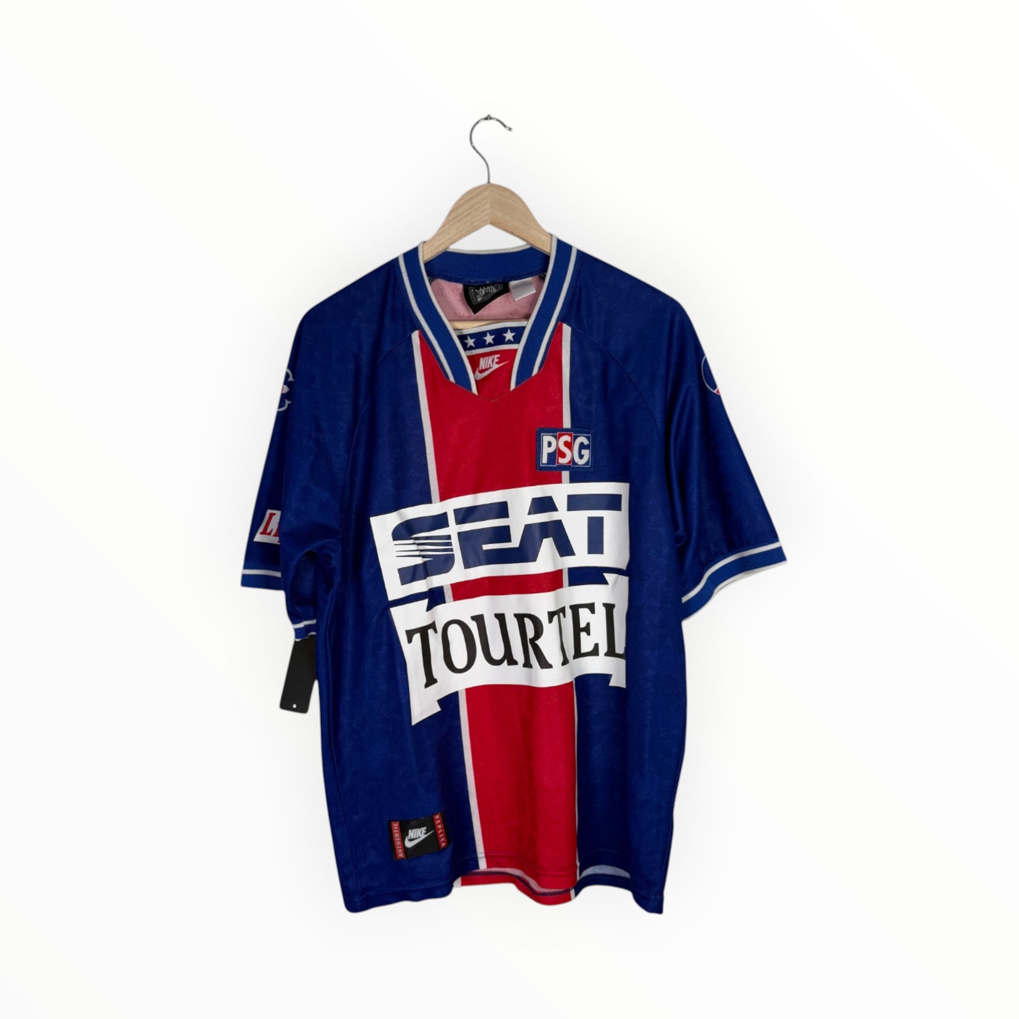 psg football shirt nike blue and red 1994