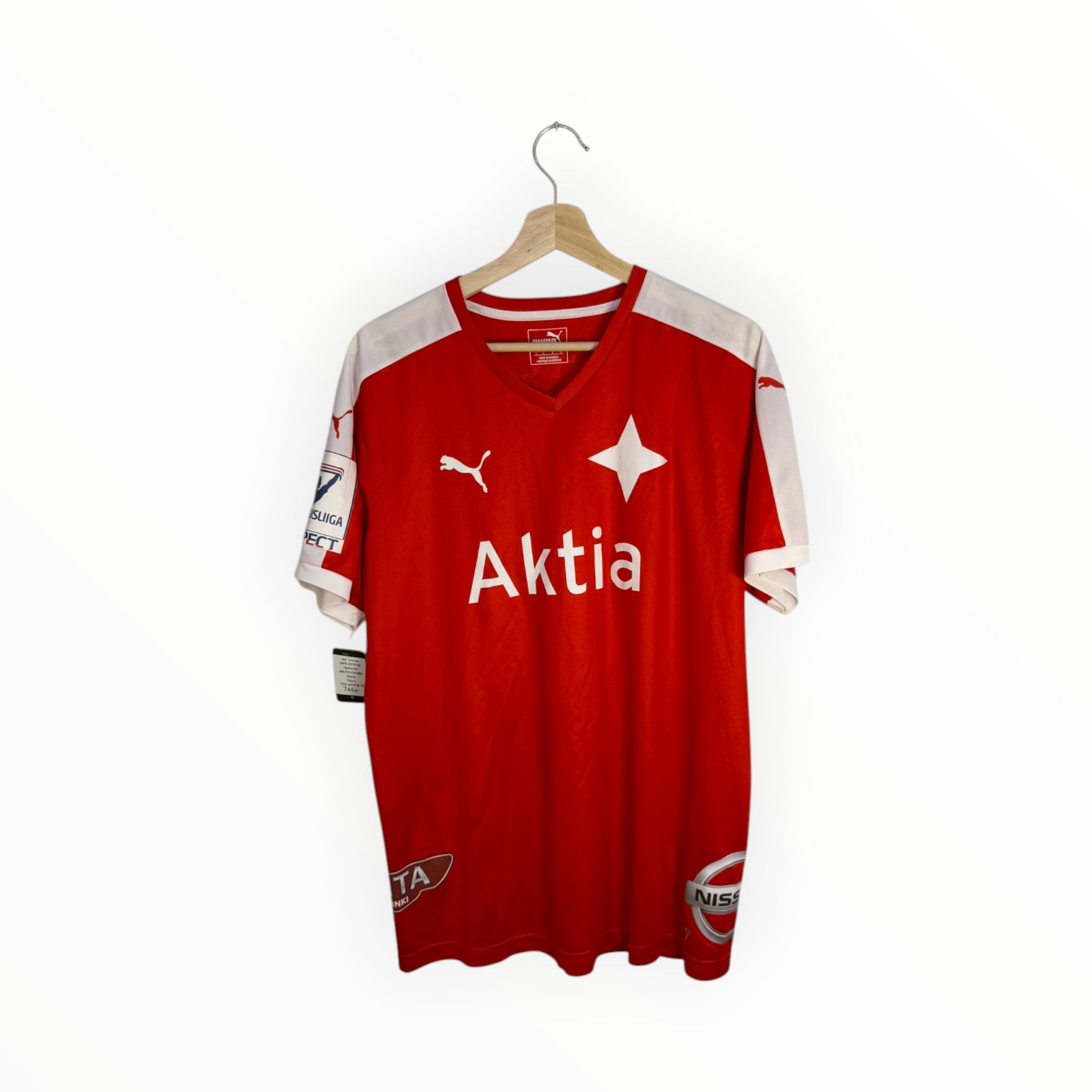 puma hifk red and white football shirt