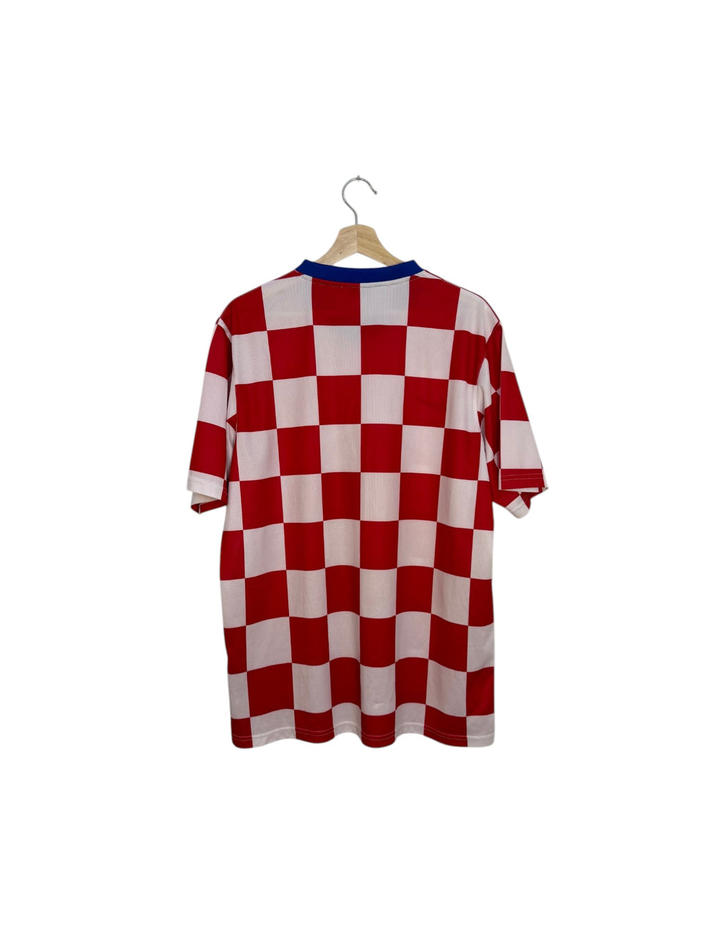 red and white football shirt