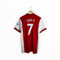 red and white saka football shirt arsenal