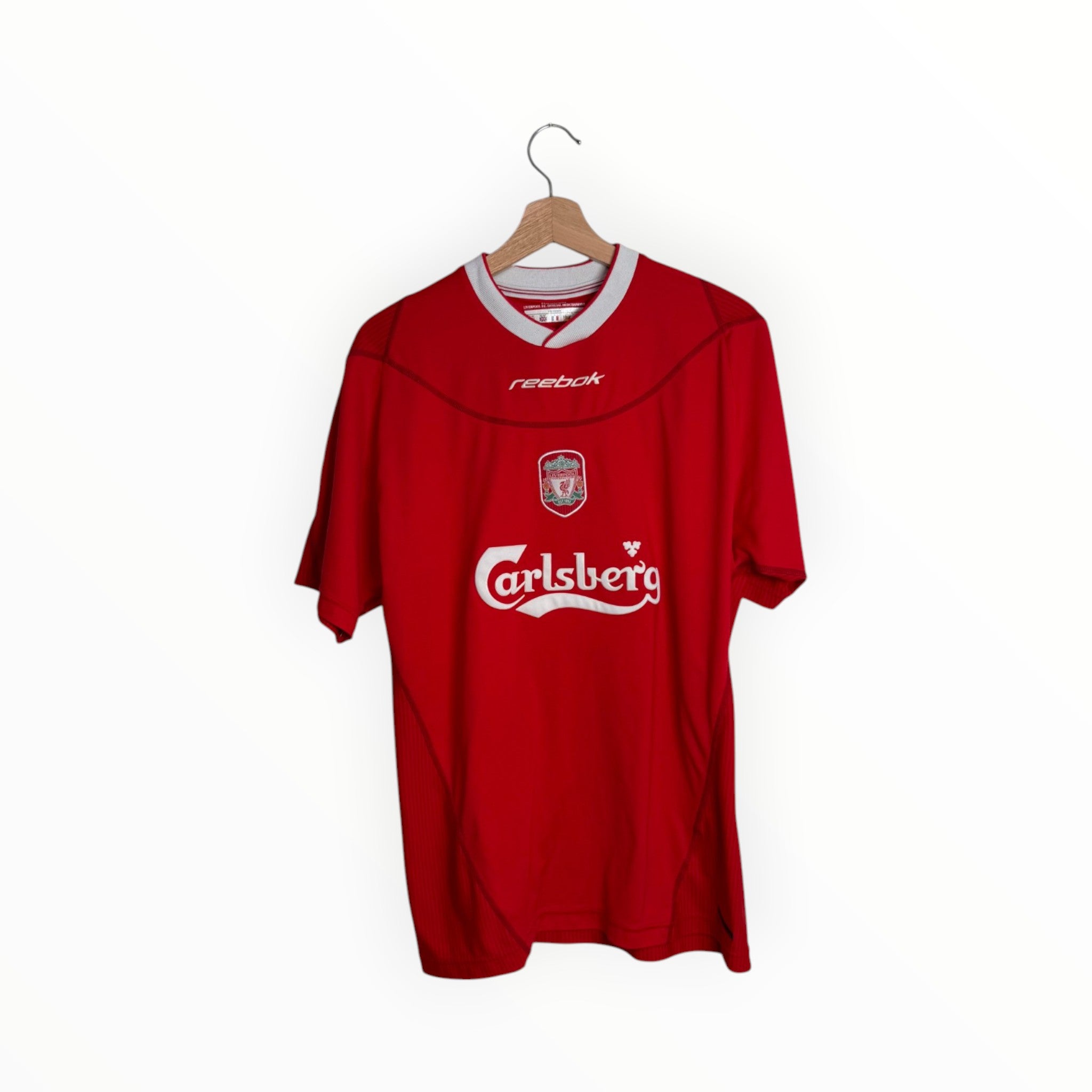 reebok football shirt liverpool carlsberg red and white