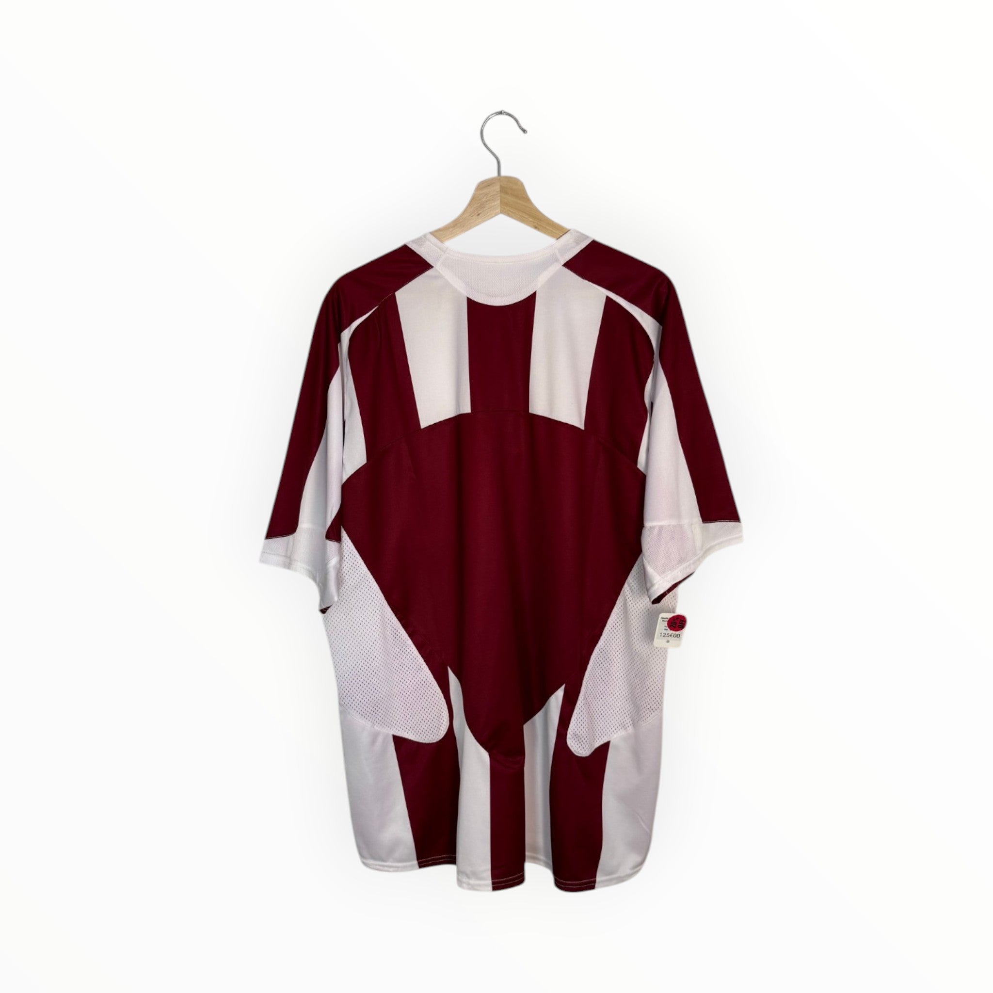 white and claret stripes jersey